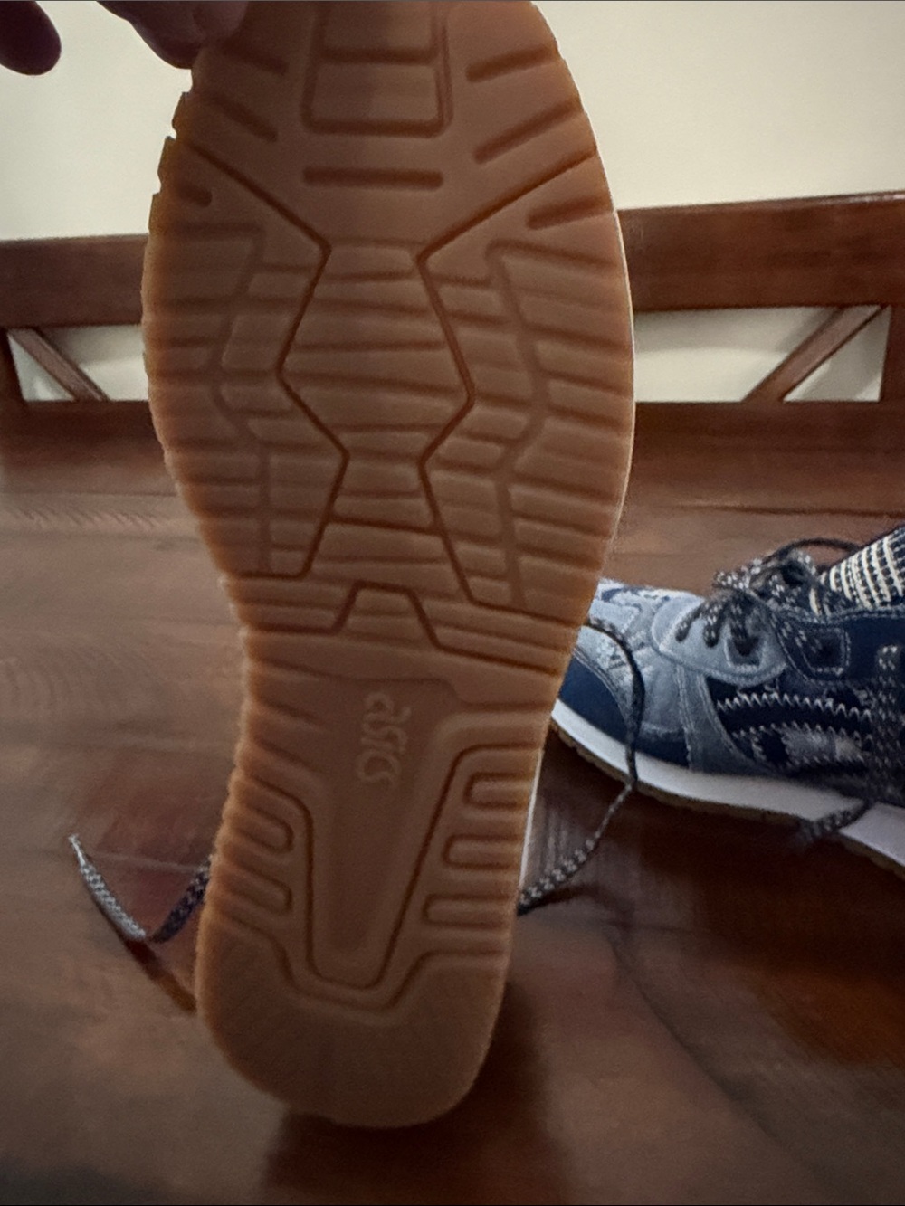 ASICS Navy and Light Blue Patchwork Denim Sneakers - Picture 6 of 8